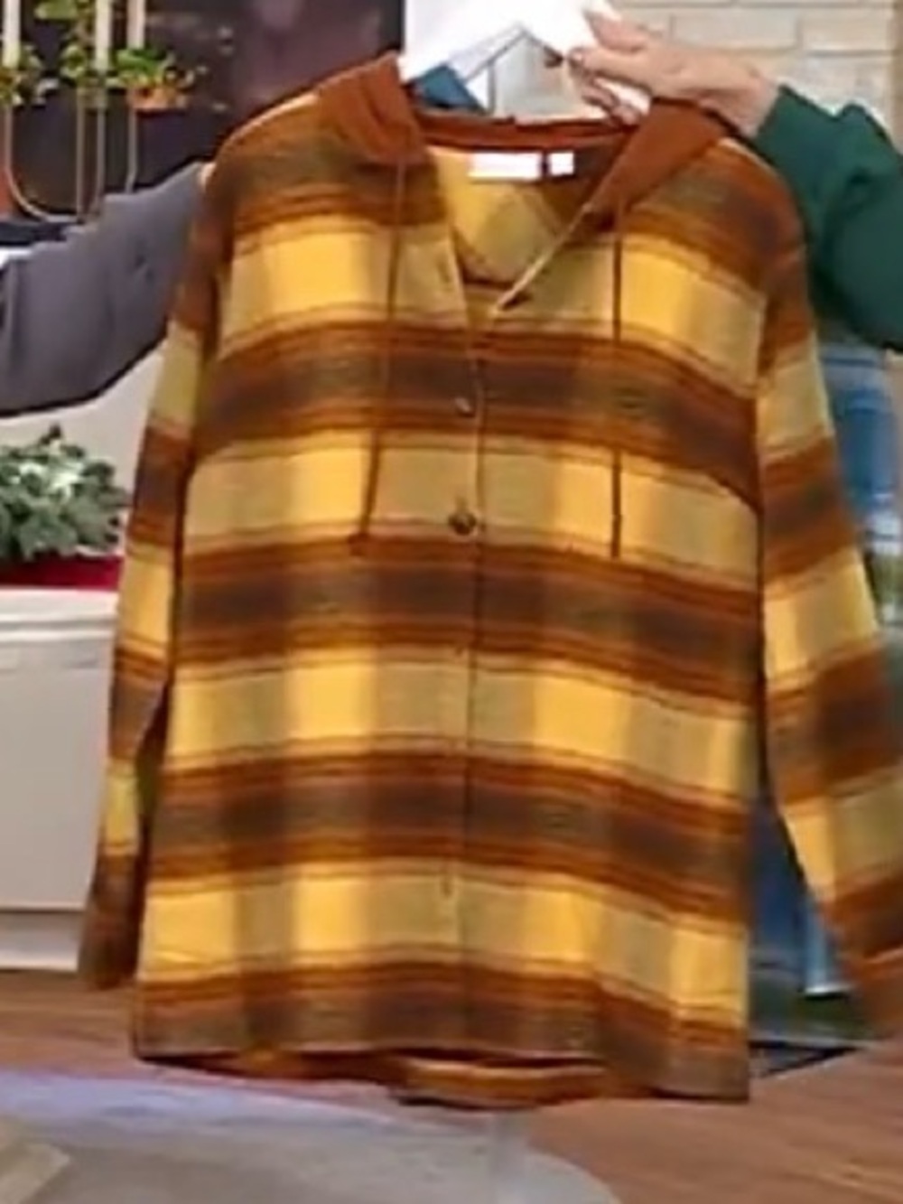 Belle by Kim Gravel Hooded
Plaid Shacket
Whiskey Large